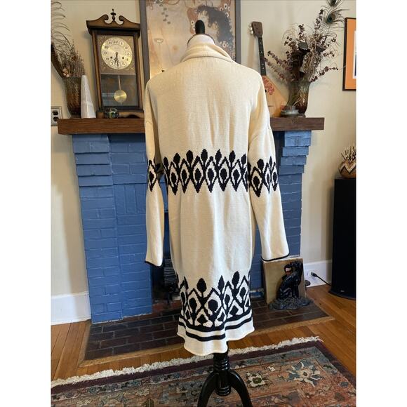 J. Crew S Point Sur Lebowski Longline Open Cardigan Sweater Fair Isle Boho Aztec - Picture 4 of 10